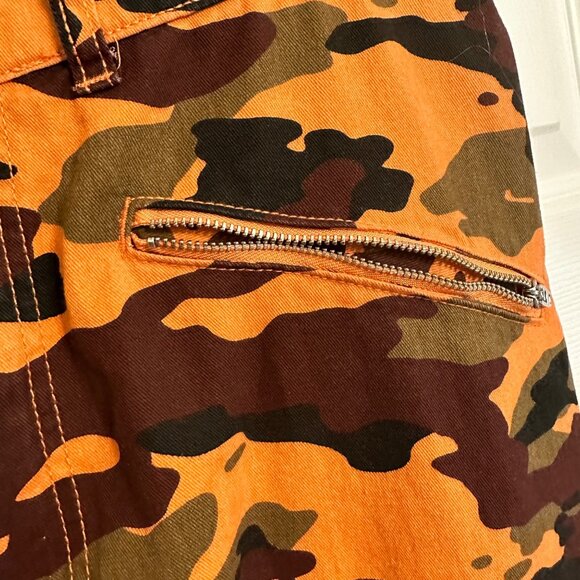 Camo Women LG Neon 90's Pocket Retro Taper High Rise Cargo Joggers Elastic Ankle - Picture 4 of 9